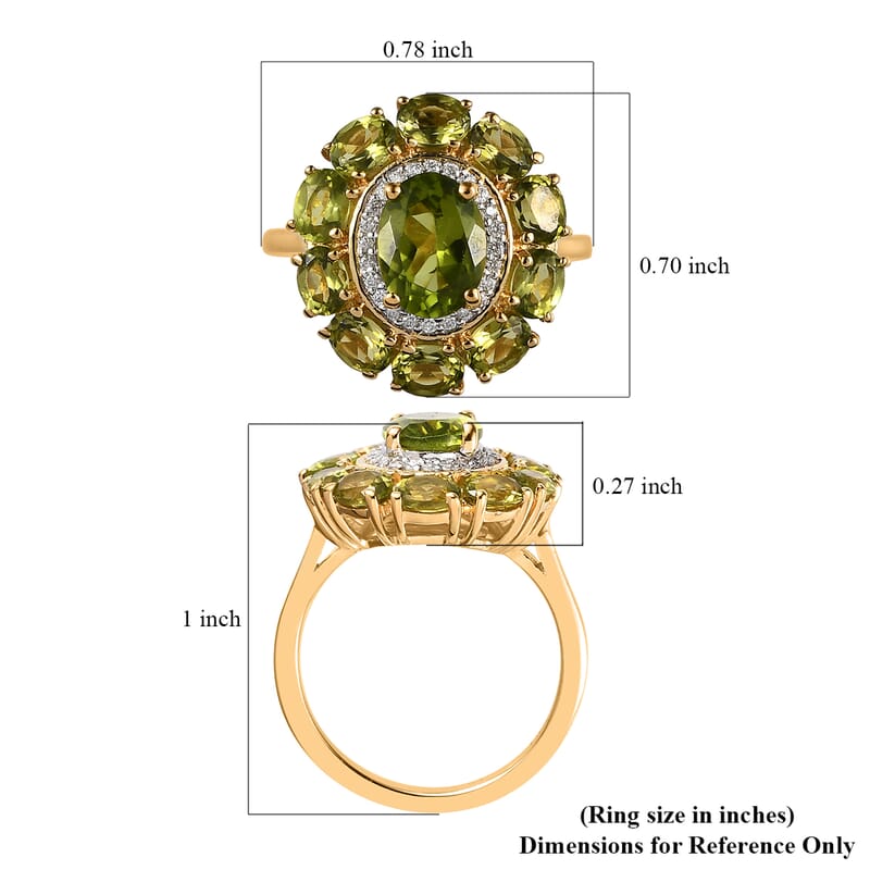 Arizona Peridot and Moissanite Ring in Vermeil Yellow Gold Over Sterling Silver (Size 10.0) 3.35 ctw