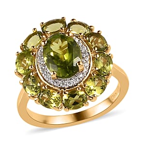 Arizona Peridot and Moissanite Ring in Vermeil Yellow Gold Over Sterling Silver (Size 5.0) 3.35 ctw