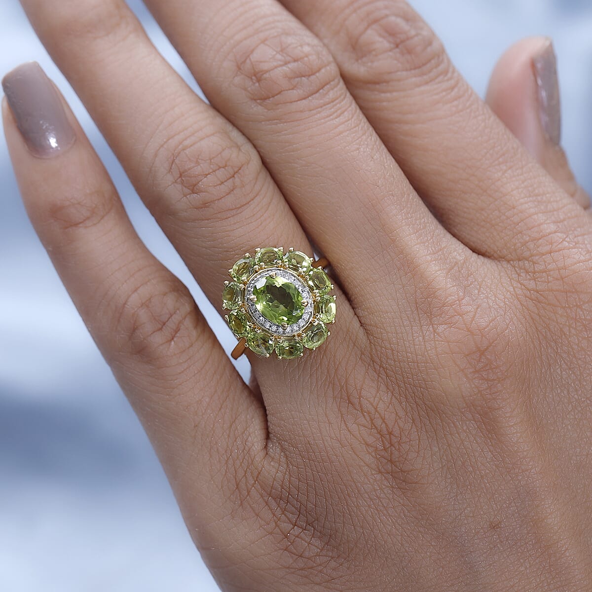 Arizona Peridot and Moissanite Ring in Vermeil Yellow Gold Over Sterling Silver (Size 5.0) 3.35 ctw image number 2