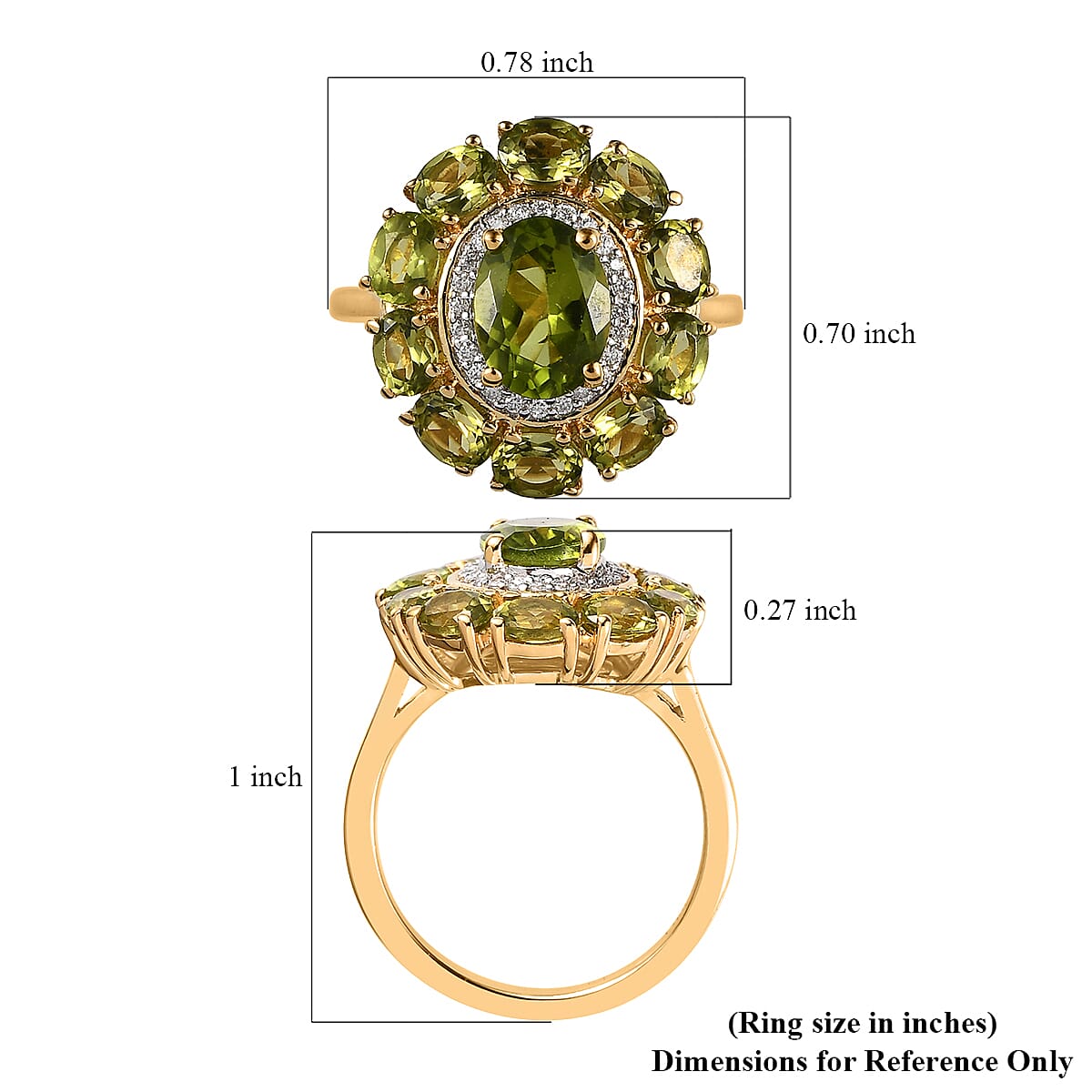 Arizona Peridot and Moissanite Ring in Vermeil Yellow Gold Over Sterling Silver (Size 5.0) 3.35 ctw image number 5