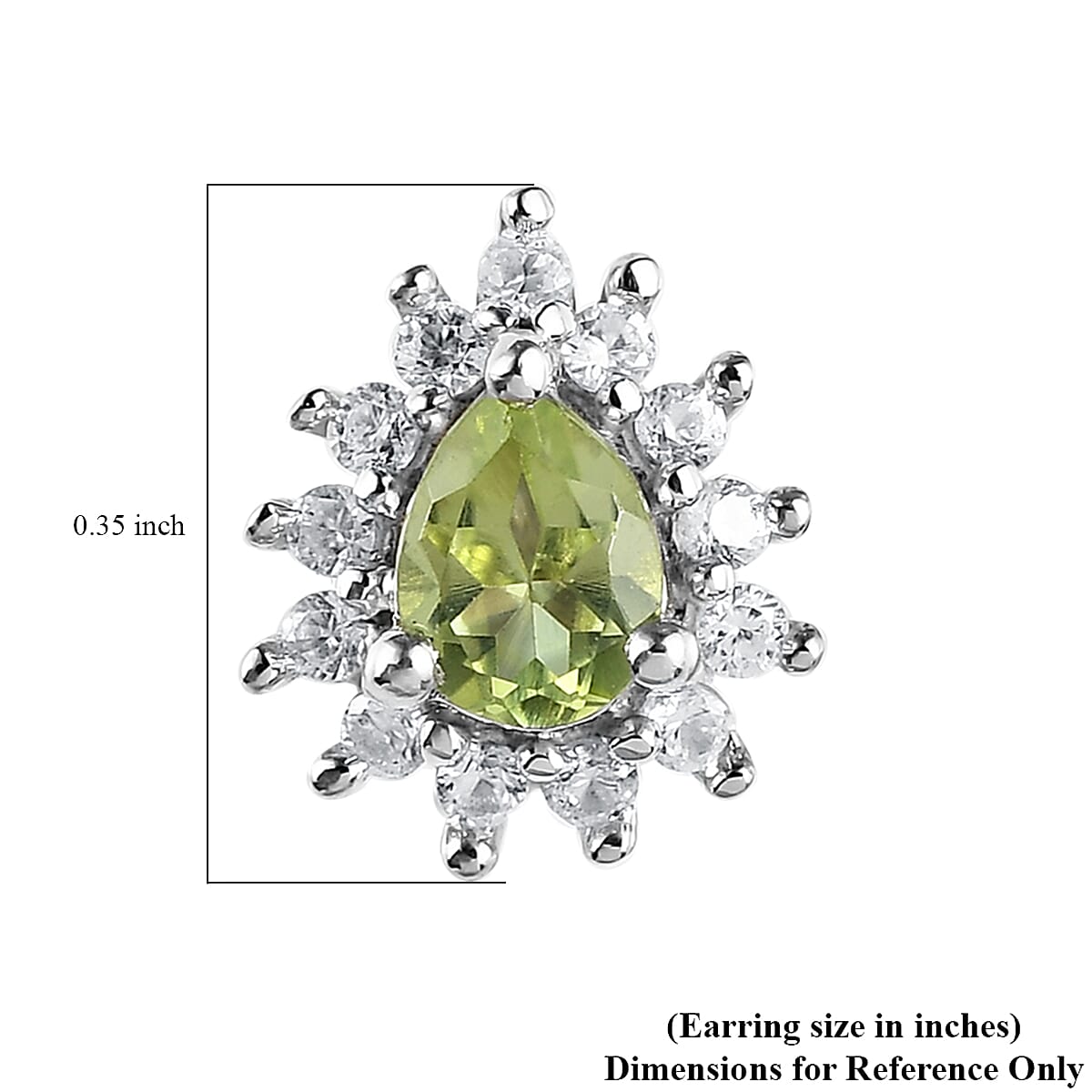 Arizona Peridot and White Zircon Sunburst Earrings in Platinum Over Sterling Silver 0.75 ctw image number 4