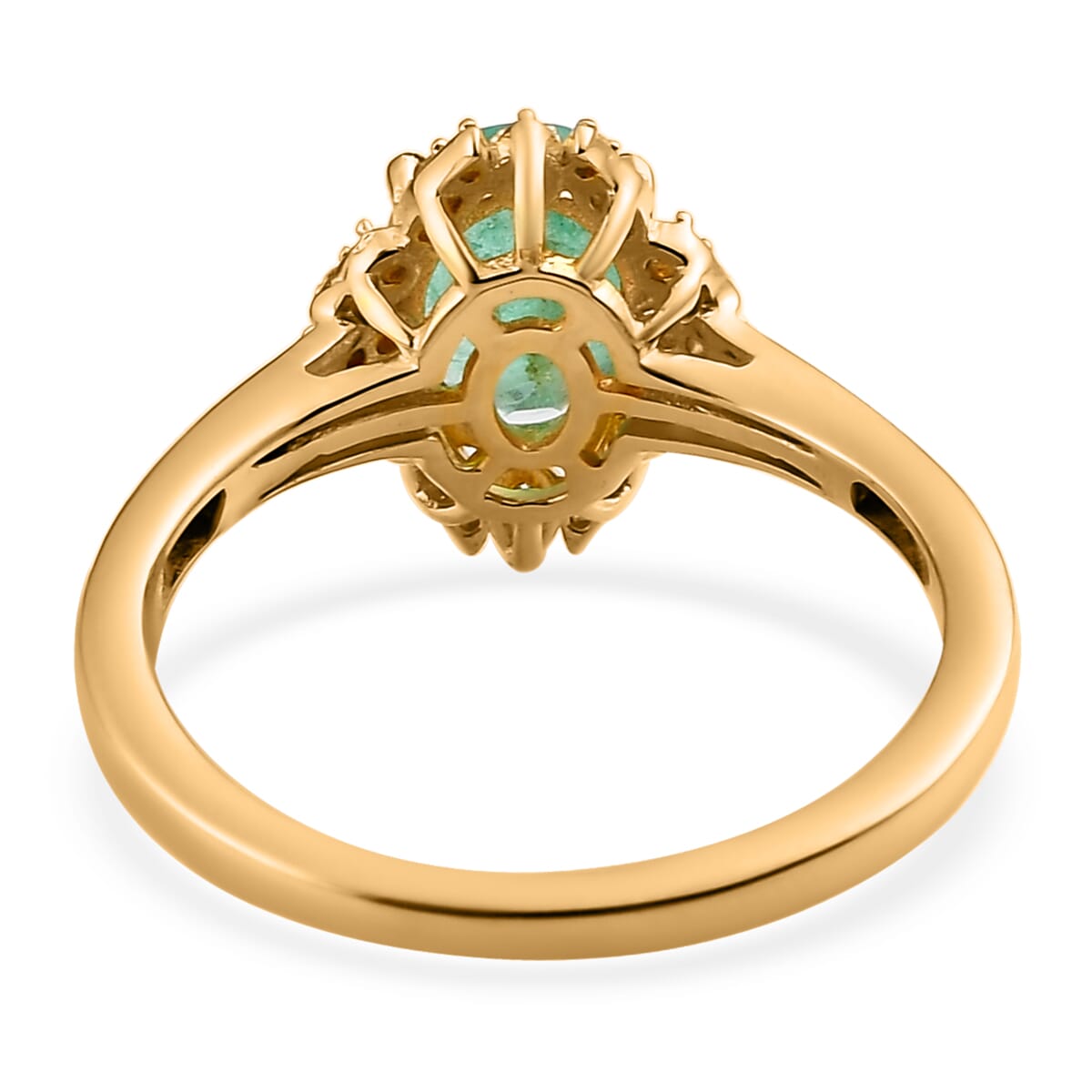 Ethiopian Emerald and Moissanite Ring in Vermeil Yellow Gold Over Sterling Silver 1.25 ctw (Delivery in 10-15 Business Days) image number 4