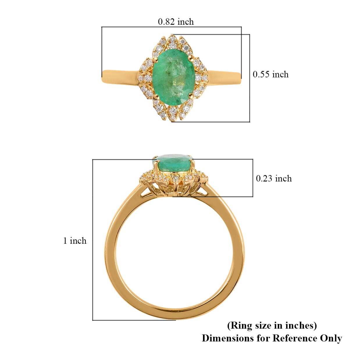 Ethiopian Emerald and Moissanite Ring in Vermeil Yellow Gold Over Sterling Silver 1.25 ctw (Delivery in 10-15 Business Days) image number 5