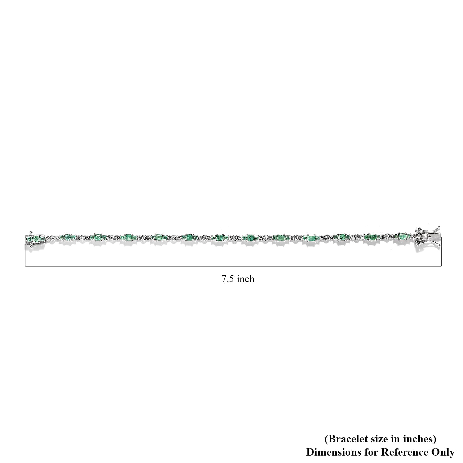 Ethiopian Emerald and Moissanite Bracelet in Platinum Over Sterling Silver (7.25 In) 3.85 ctw