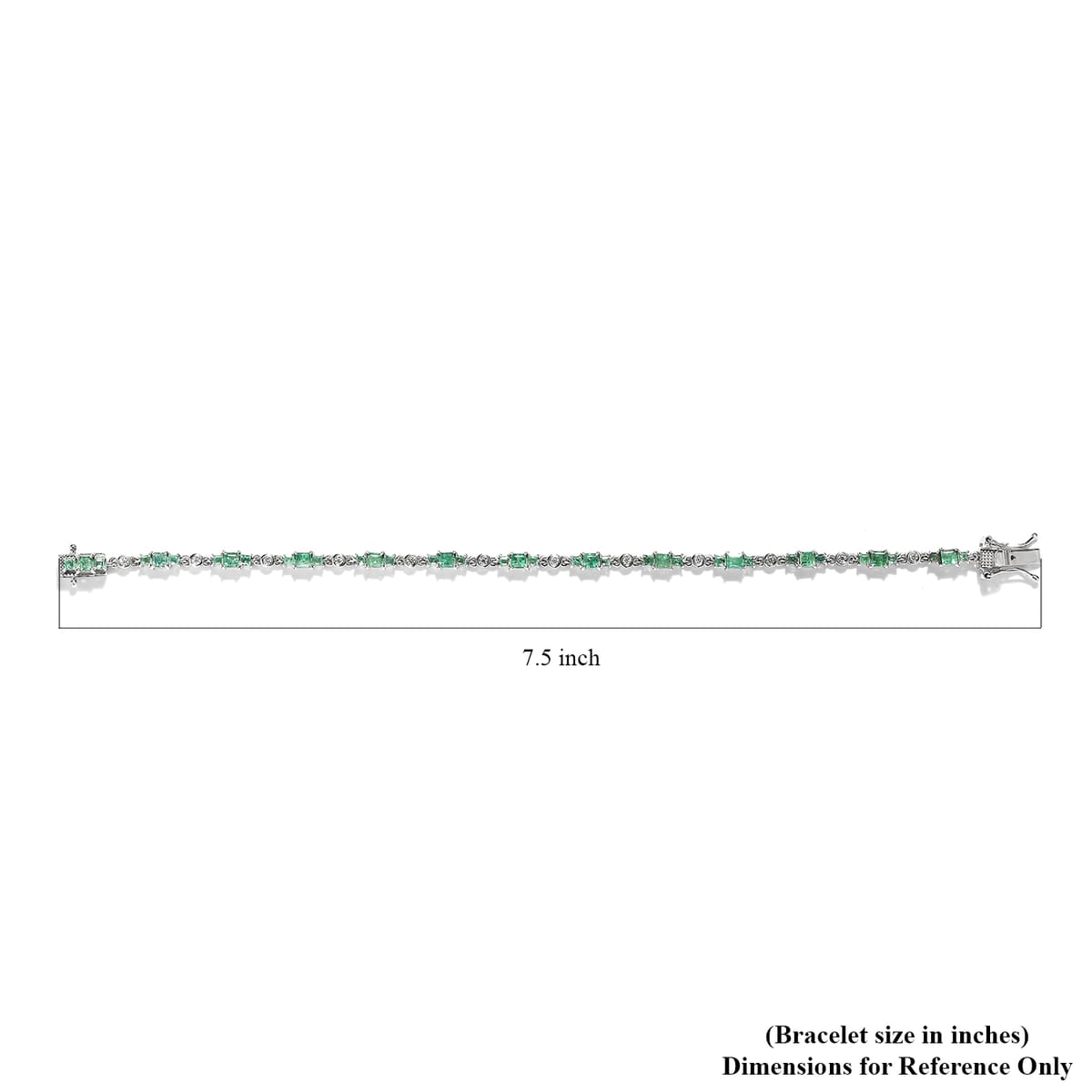 Ethiopian Emerald, Moissanite Bracelet in Platinum Over Sterling Silver (7.25 In) 3.85 ctw image number 4