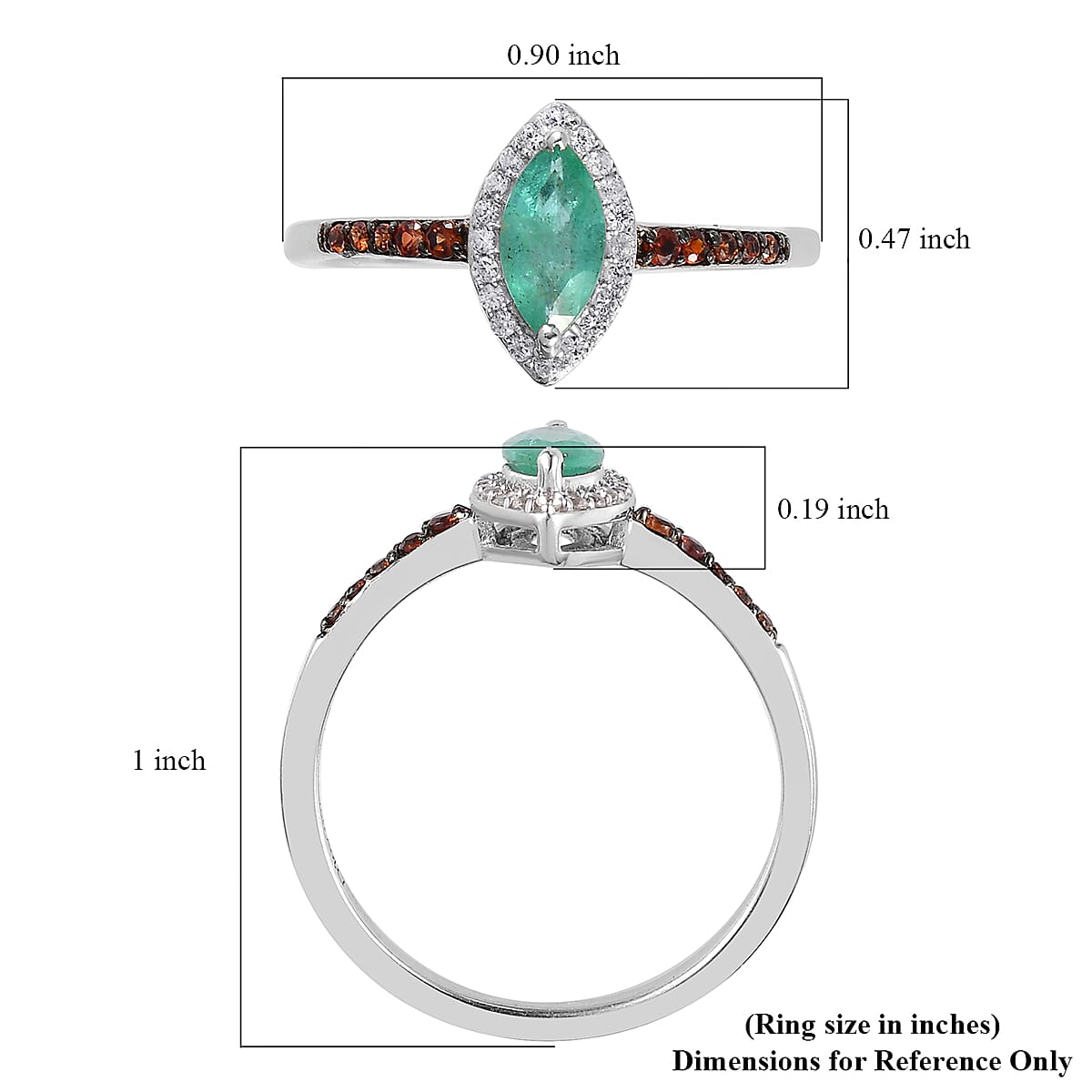 Ethiopian Emerald, White and Coffee Zircon Halo Ring in Platinum Over Sterling Silver (Size 10.0) 2.25 ctw