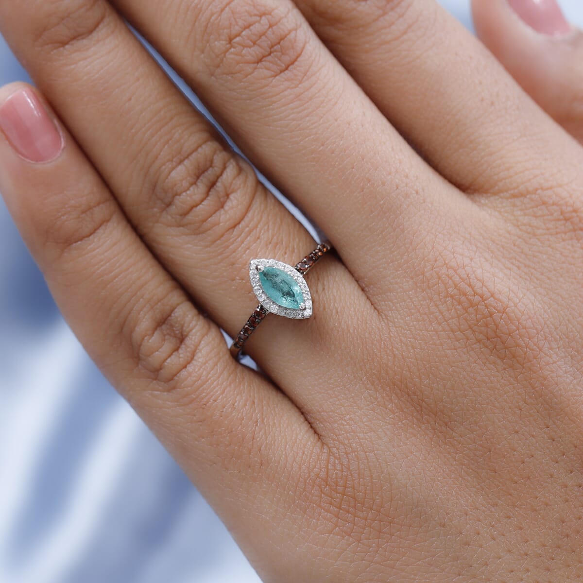 Ethiopian Emerald, White and Coffee Zircon Halo Ring in Platinum Over Sterling Silver (Size 9.0) 2.25 ctw image number 2
