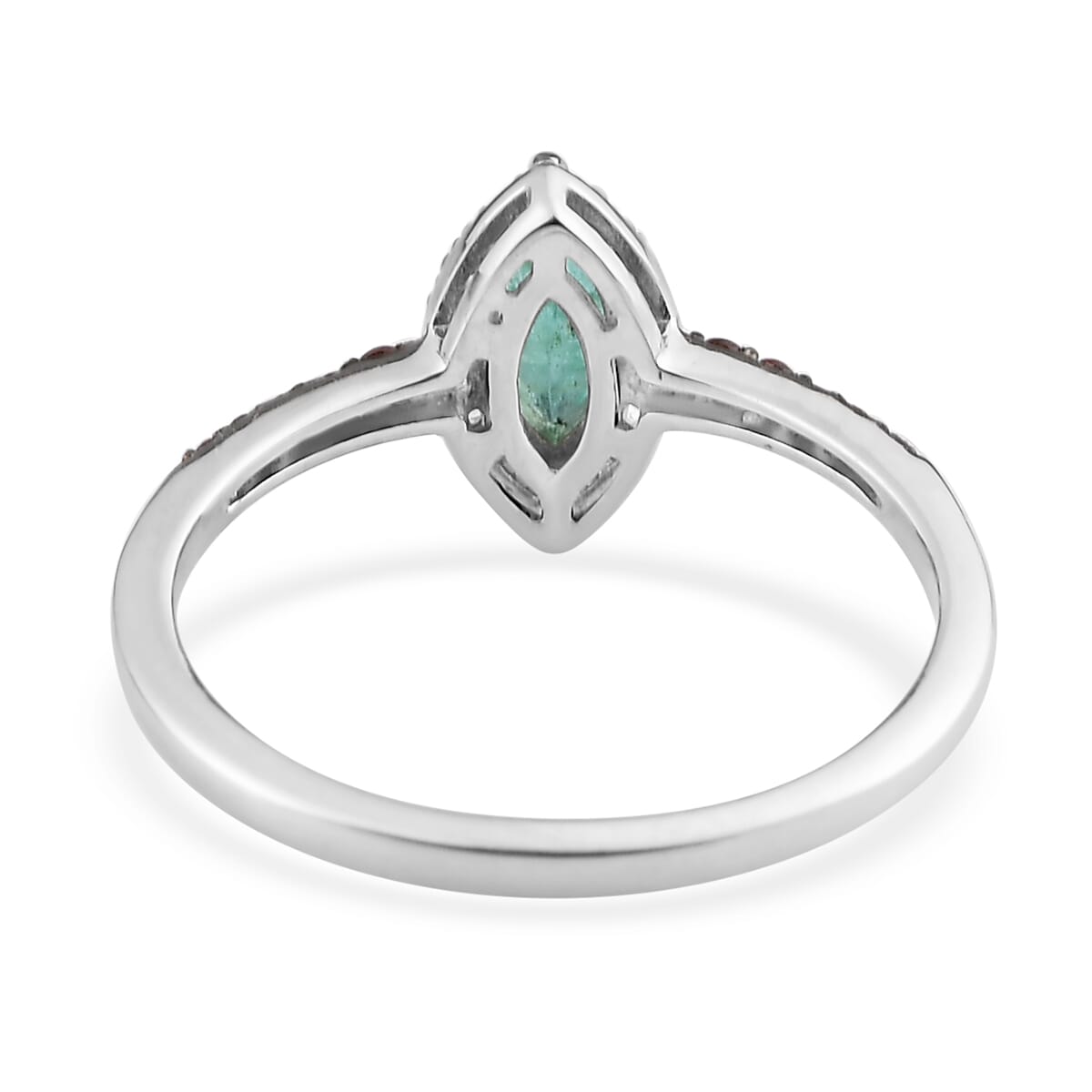 Ethiopian Emerald, White and Coffee Zircon Halo Ring in Platinum Over Sterling Silver (Size 9.0) 2.25 ctw image number 4