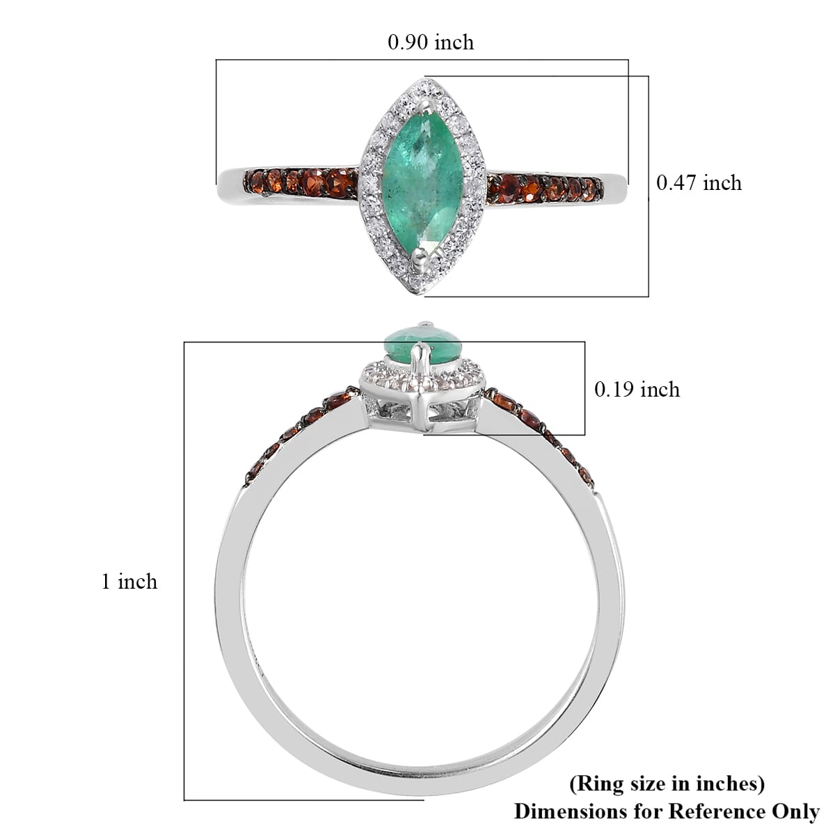 Ethiopian Emerald, White and Coffee Zircon Halo Ring in Platinum Over Sterling Silver (Size 9.0) 2.25 ctw image number 5