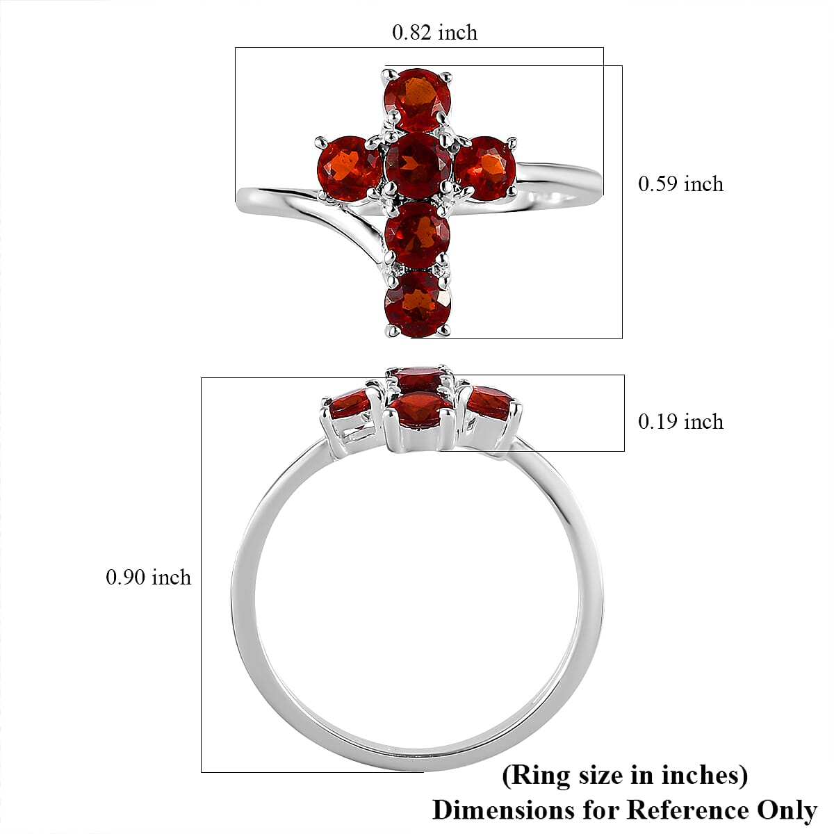 Mozambique Garnet Cross Ring in Sterling Silver (Size 10.0) 1.25 ctw