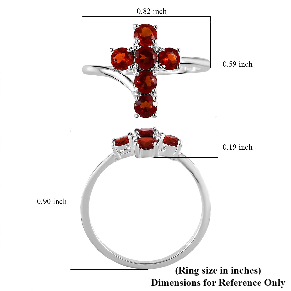 Mozambique Garnet Cross Ring in Sterling Silver (Size 10) 1.25 ctw image number 5