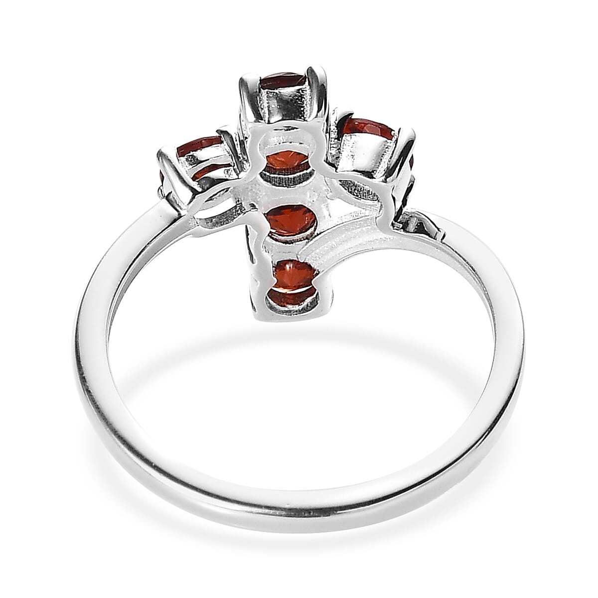 Mozambique Garnet Cross Ring in Sterling Silver (Size 6.0) 1.25 ctw image number 4