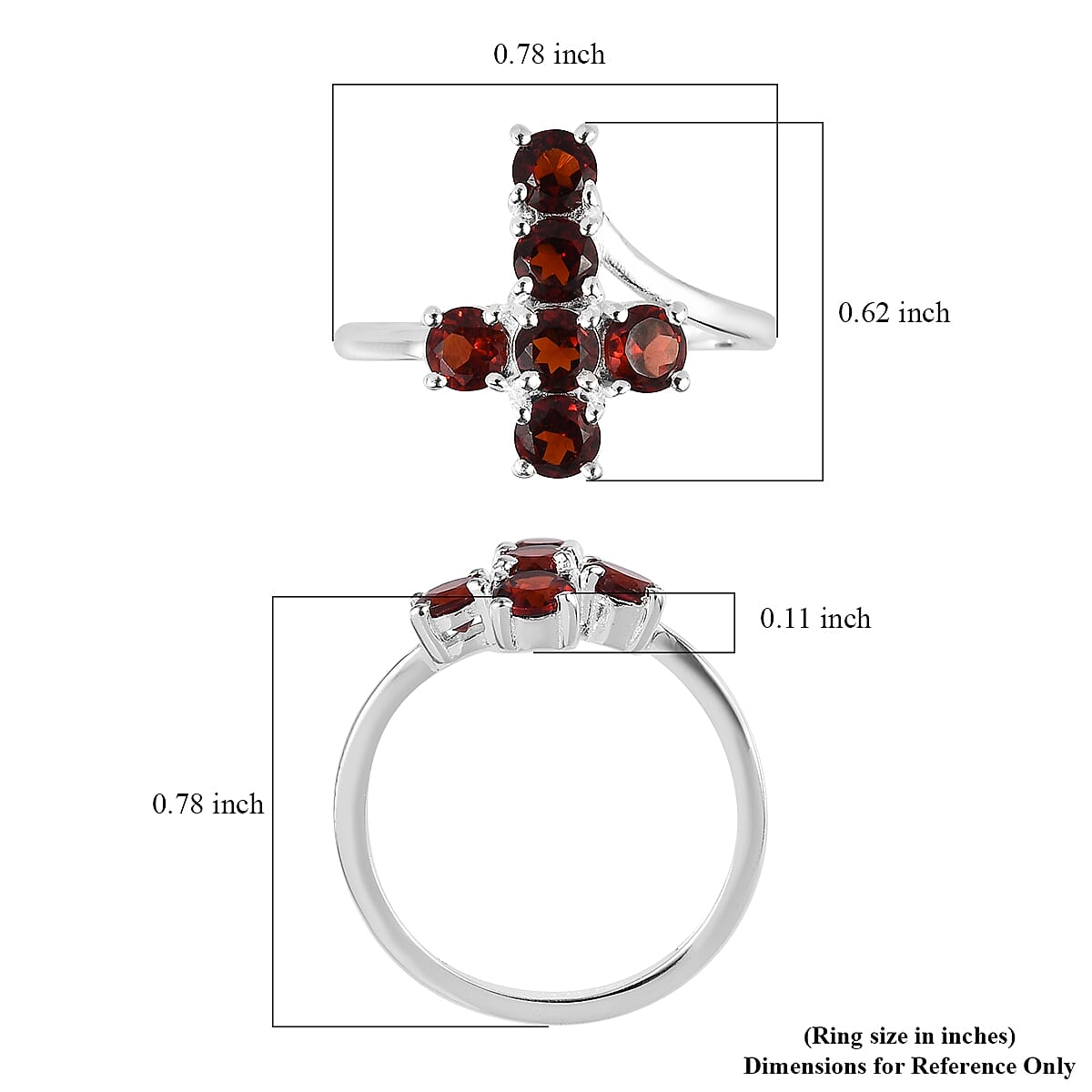 Mozambique Garnet Cross Ring in Sterling Silver (Size 6.0) 1.25 ctw image number 5