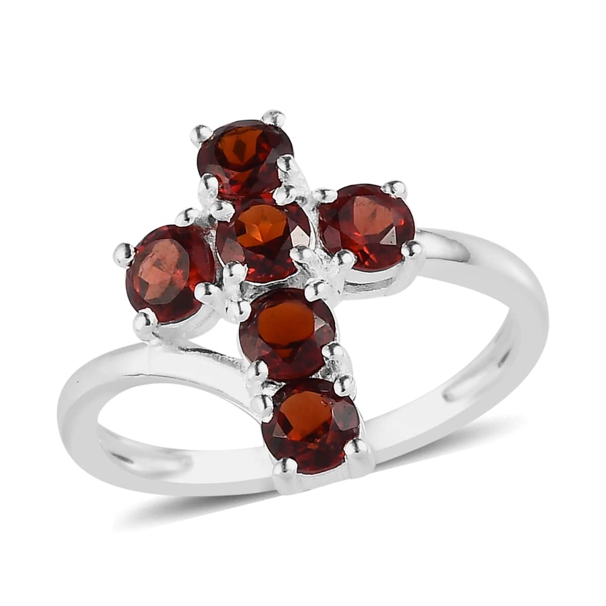 Mozambique Garnet Cross Ring in Sterling Silver (Size 8.0) 1.25 ctw image number 0