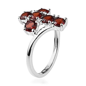 Mozambique Garnet Cross Ring in Sterling Silver (Size 8.0) 1.25 ctw