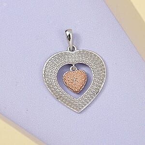 Red Diamond Accent Heart Pendant in Platinum Over Sterling Silver