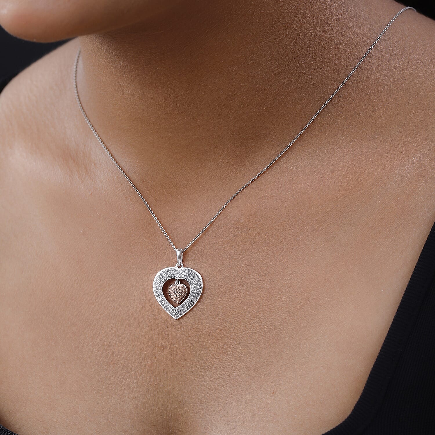 Red Diamond Accent Heart Pendant in Platinum Over Sterling Silver