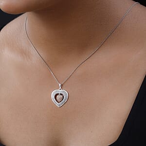 Red Diamond Accent Heart Pendant in Platinum Over Sterling Silver