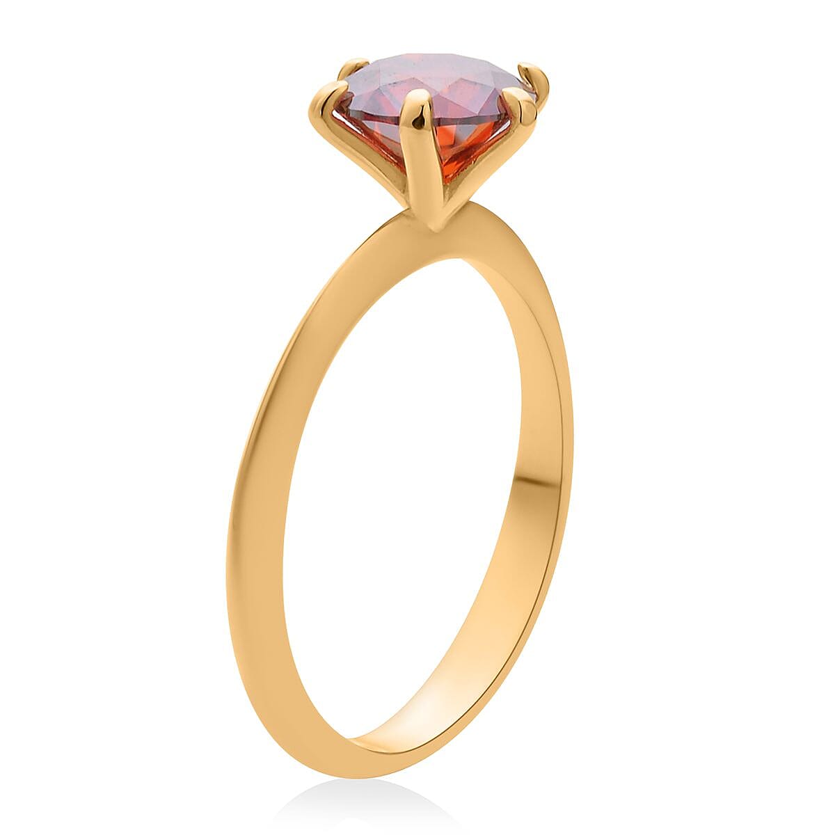 Luxury Red Moissanite (Rnd 8 mm) Solitaire Ring in Vermeil YG Over Sterling Silver (Size 10.0) 1.75 ctw image number 3