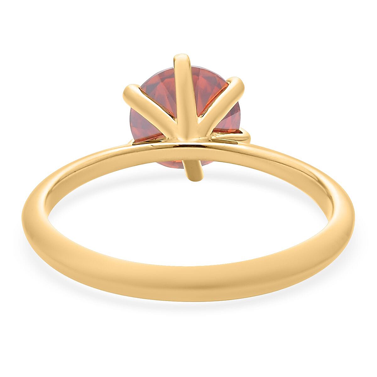 Luxury Red Moissanite Solitaire Ring in Vermeil Yellow Gold Over Sterling Silver (Size 6.0) 1.75 ctw image number 4