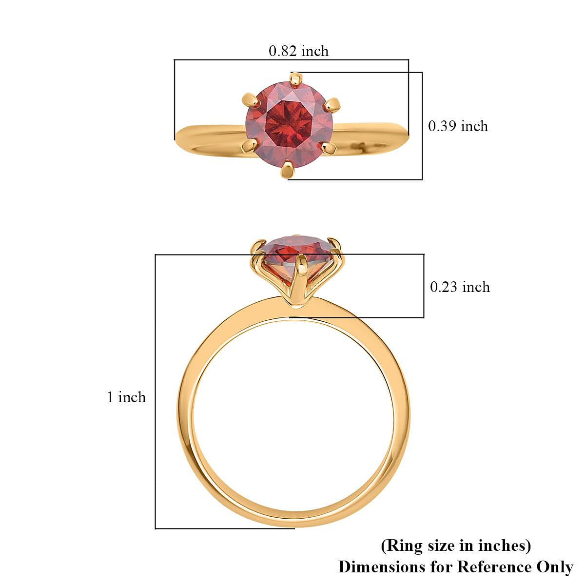 Luxury Red Moissanite Solitaire Ring in Vermeil Yellow Gold Over Sterling Silver (Size 6.0) 1.75 ctw image number 5
