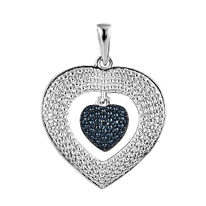 Blue Diamond Accent Pendant in Platinum Over Sterling Silver