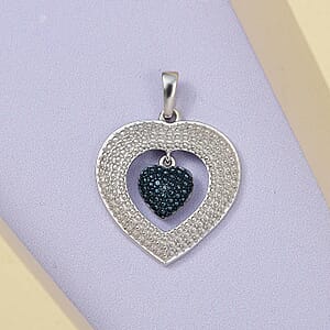 Blue Diamond Accent Pendant in Platinum Over Sterling Silver