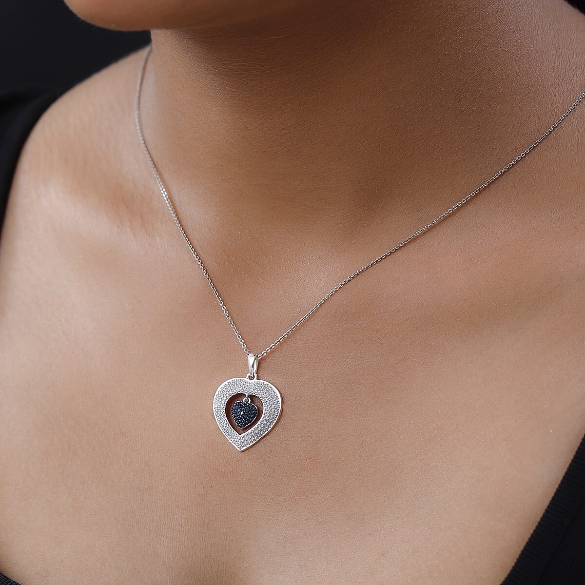 Blue Diamond Accent Pendant in Platinum Over Sterling Silver image number 2