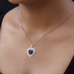 Blue Diamond Accent Pendant in Platinum Over Sterling Silver