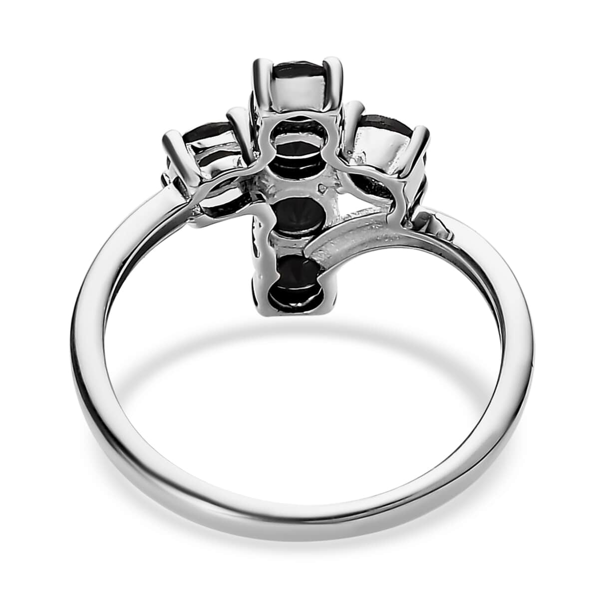 Thai Black Spinel Cross Ring in Sterling Silver (Size 6.0) 1.00 ctw image number 4