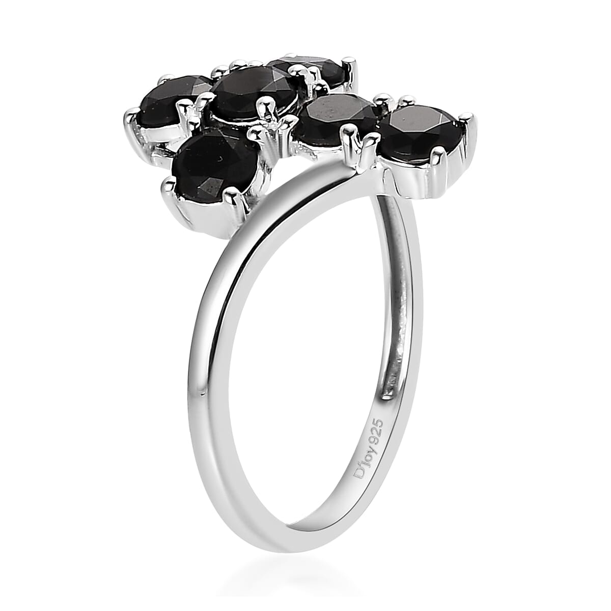 Thai Black Spinel Cross Ring in Sterling Silver (Size 7.0) 1.00 ctw image number 3