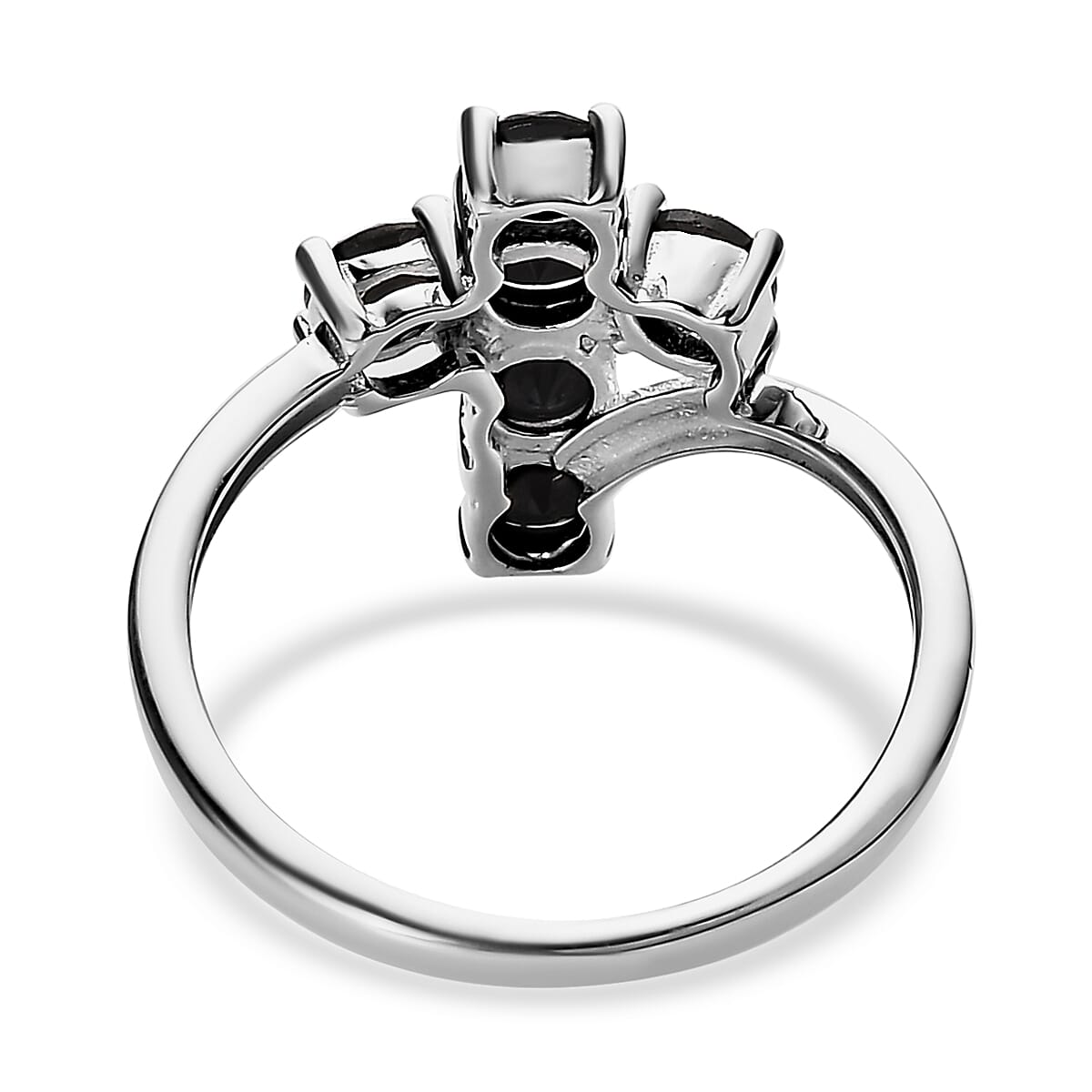 Thai Black Spinel Cross Ring in Sterling Silver (Size 7.0) 1.00 ctw image number 4