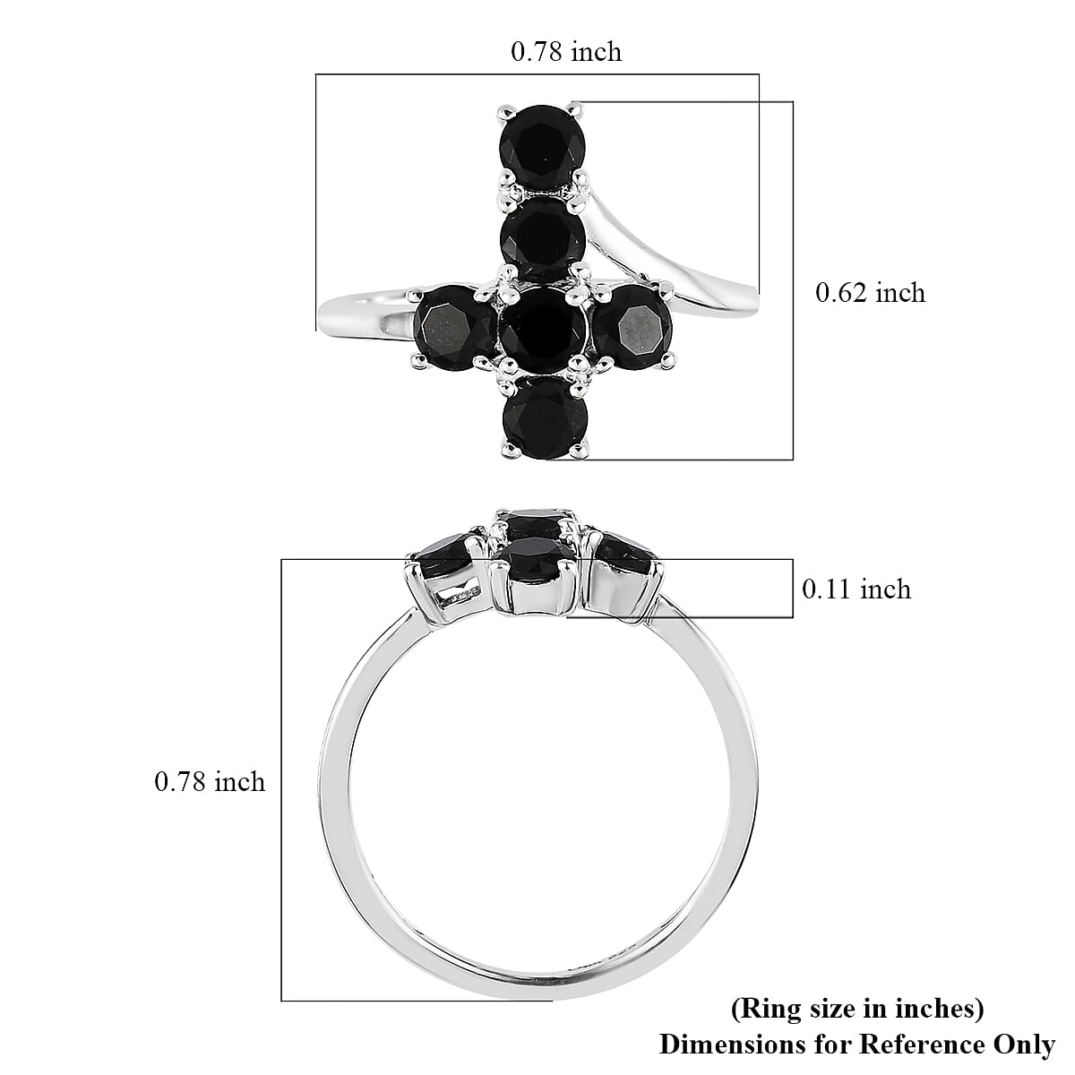 Thai Black Spinel Cross Ring in Sterling Silver (Size 7.0) 1.00 ctw image number 5