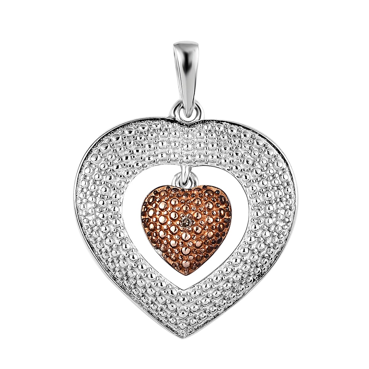Natural Champagne Diamond Accent Pendant in Platinum Over Sterling Silver image number 0