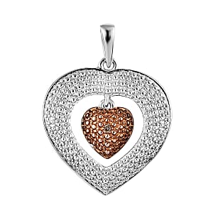 Natural Champagne Diamond Accent Pendant in Platinum Over Sterling Silver