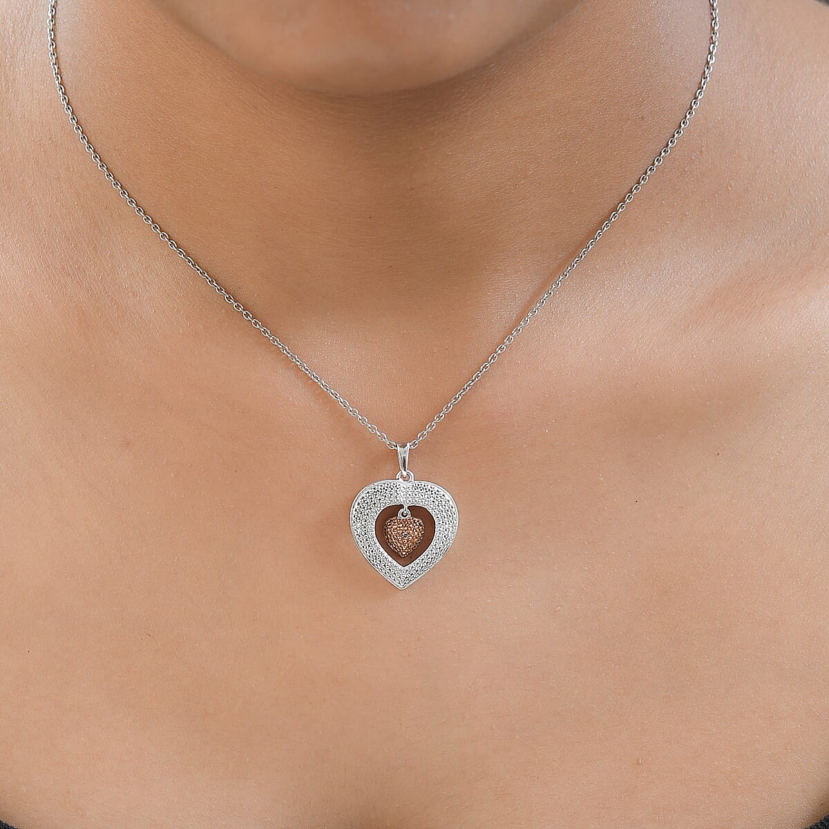 Natural Champagne Diamond Accent Pendant in Platinum Over Sterling Silver image number 2