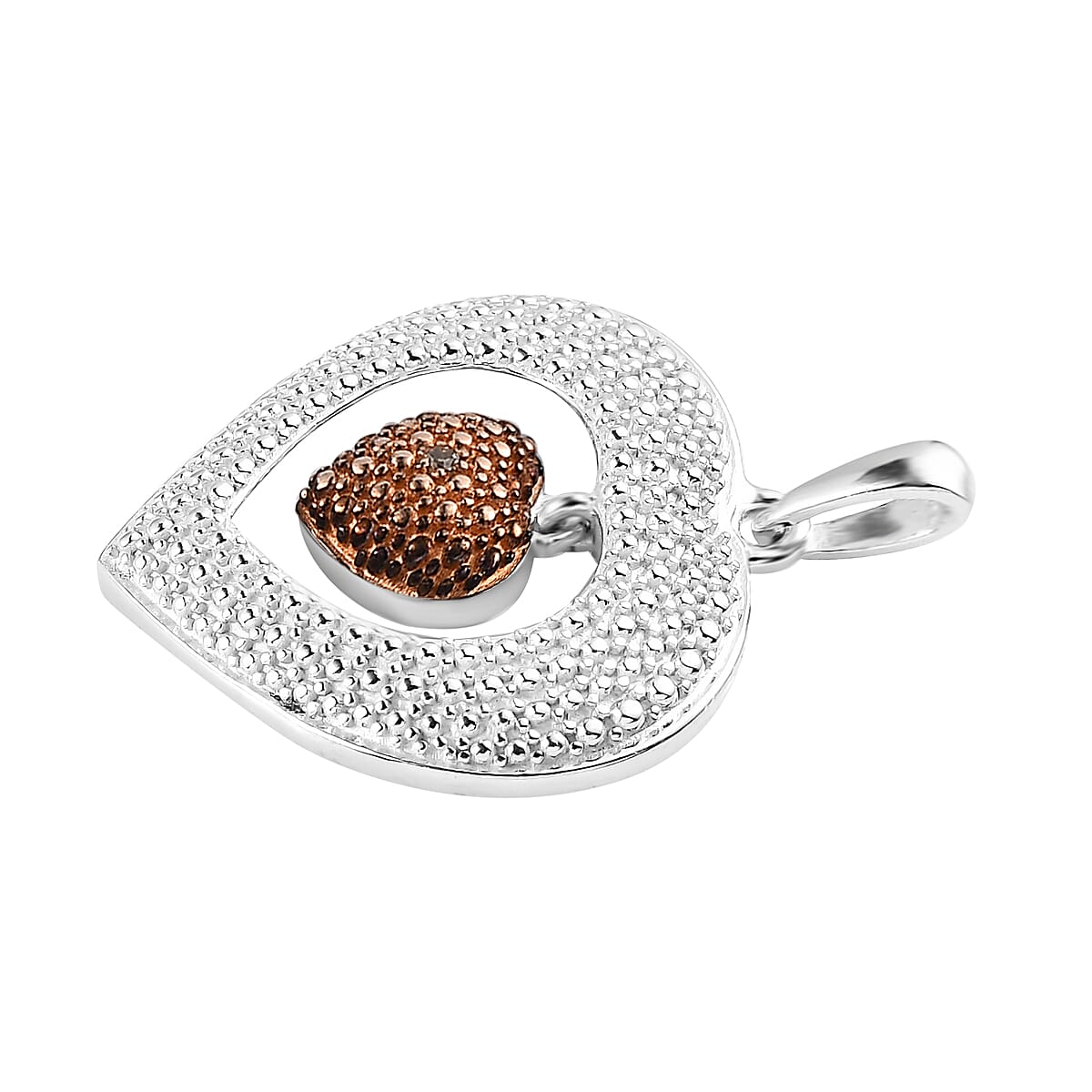 Natural Champagne Diamond Accent Pendant in Platinum Over Sterling Silver image number 3
