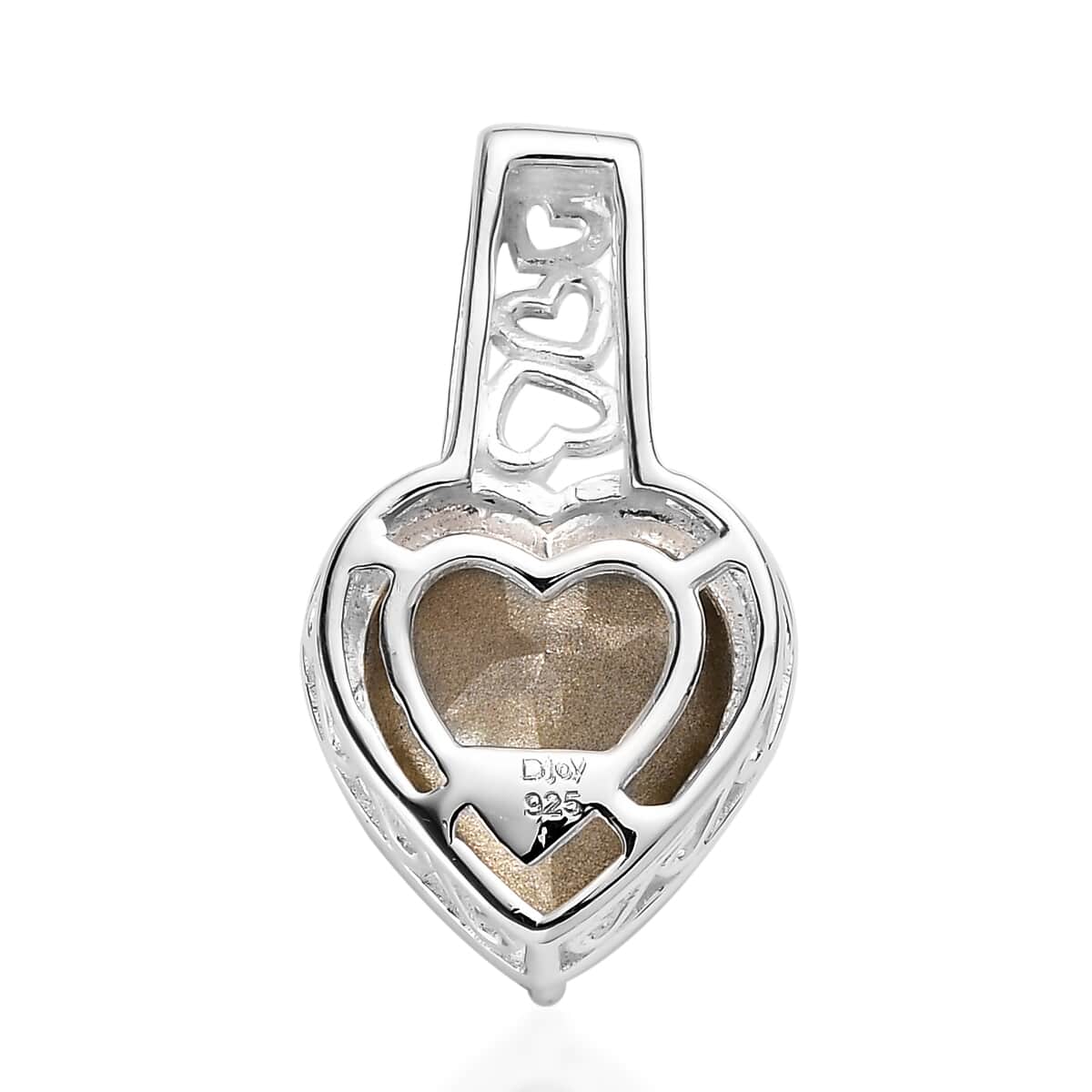 Aquamarine Color Crystal Heart Pendant in Sterling Silver 3.75 ctw image number 4