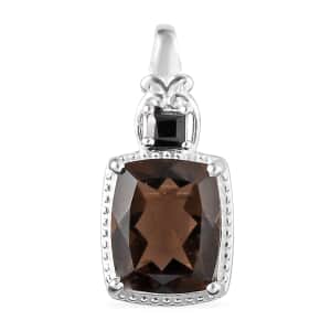 Brazilian Smoky Quartz and Thai Black Spinel Pendant in Sterling Silver 2.75 ctw
