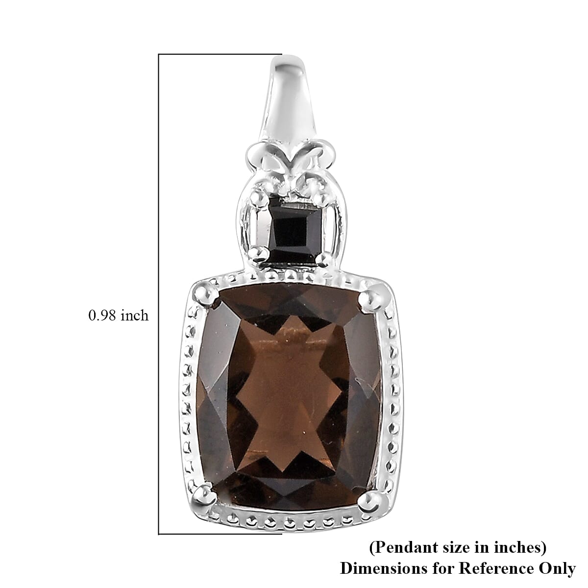 Brazilian Smoky Quartz and Thai Black Spinel Pendant in Sterling Silver 2.75 ctw