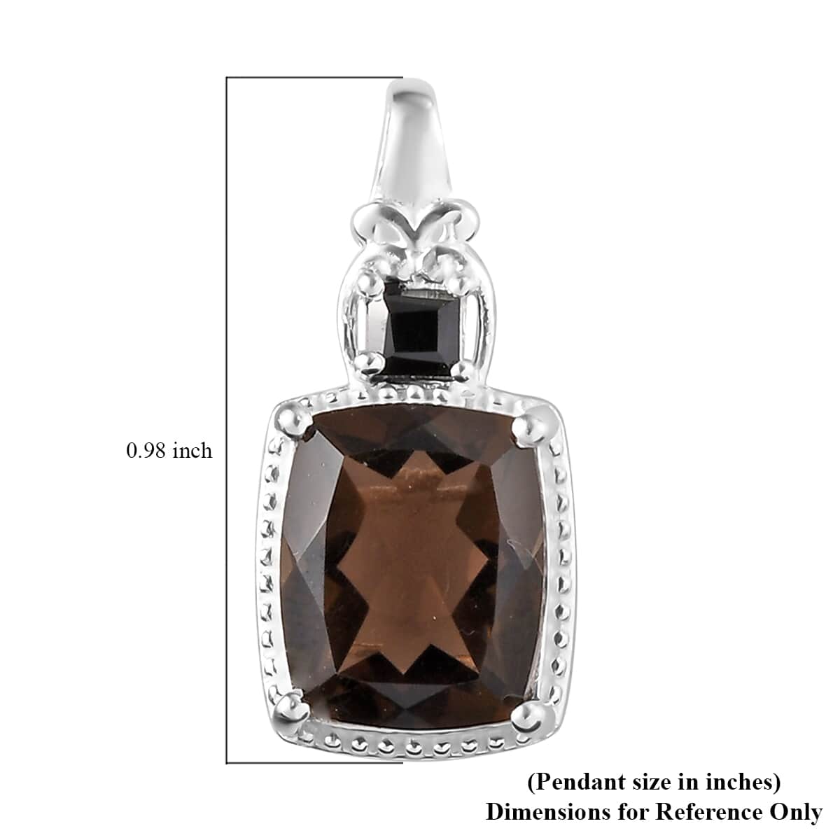 Brazilian Smoky Quartz and Thai Black Spinel Pendant in Sterling Silver 2.75 ctw image number 5