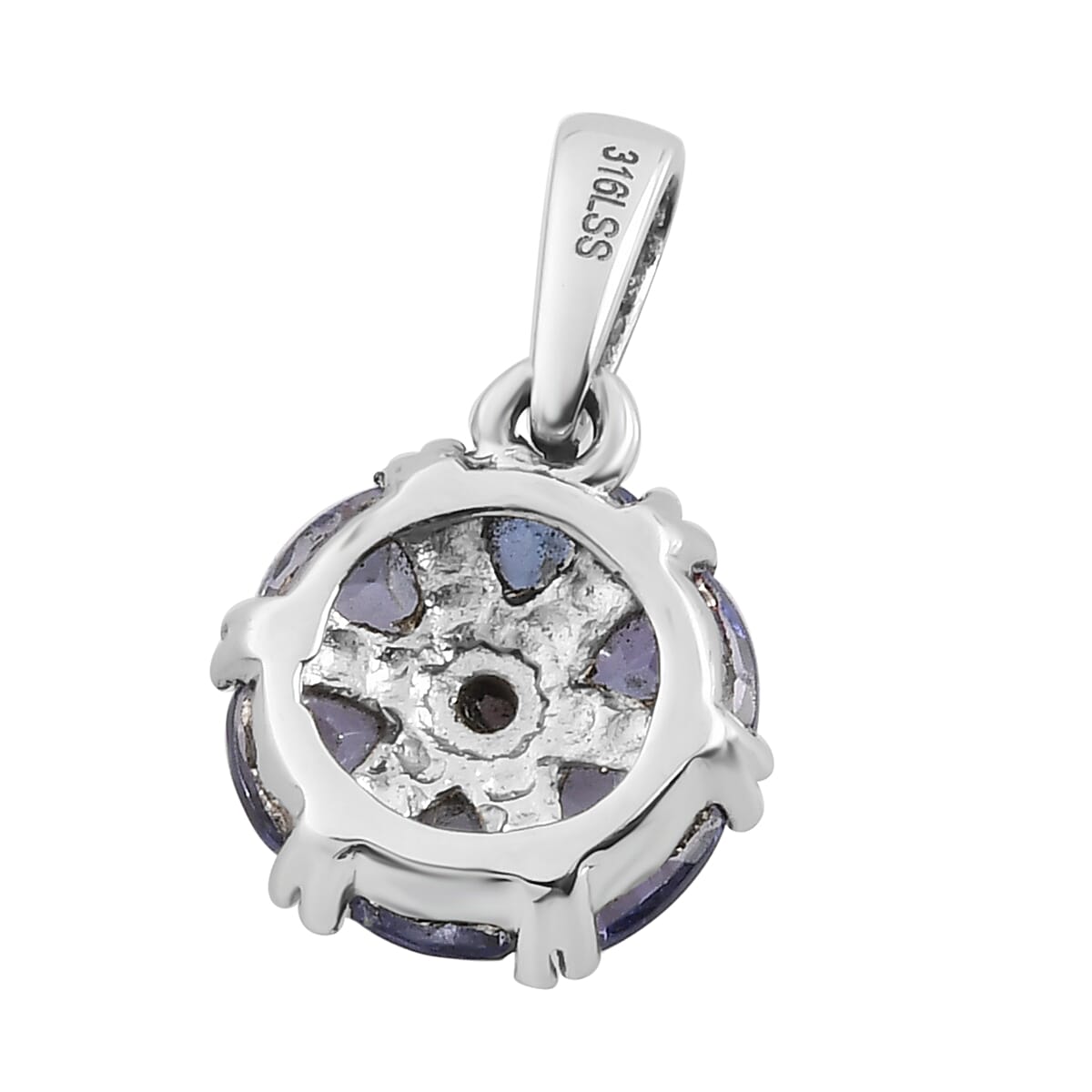 Tanzanite Floral Pendant in Stainless Steel 1.00 ctw , Tarnish-Free, Waterproof, Sweat Proof Jewelry