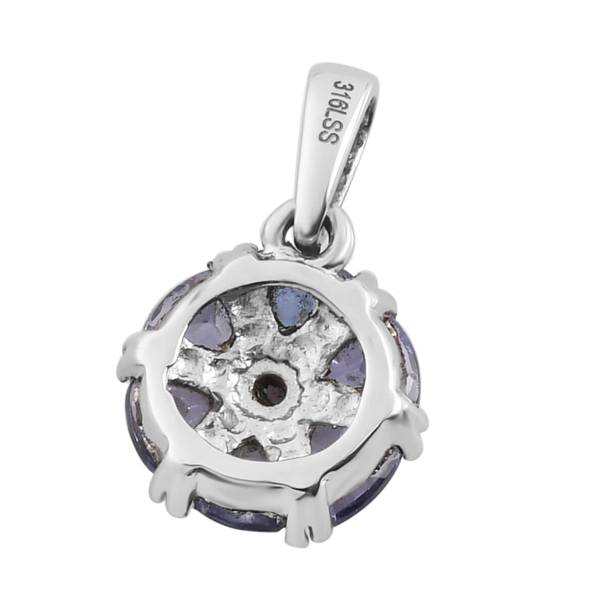 Tanzanite Floral Pendant in Stainless Steel 1.00 ctw , Tarnish-Free, Waterproof, Sweat Proof Jewelry image number 4