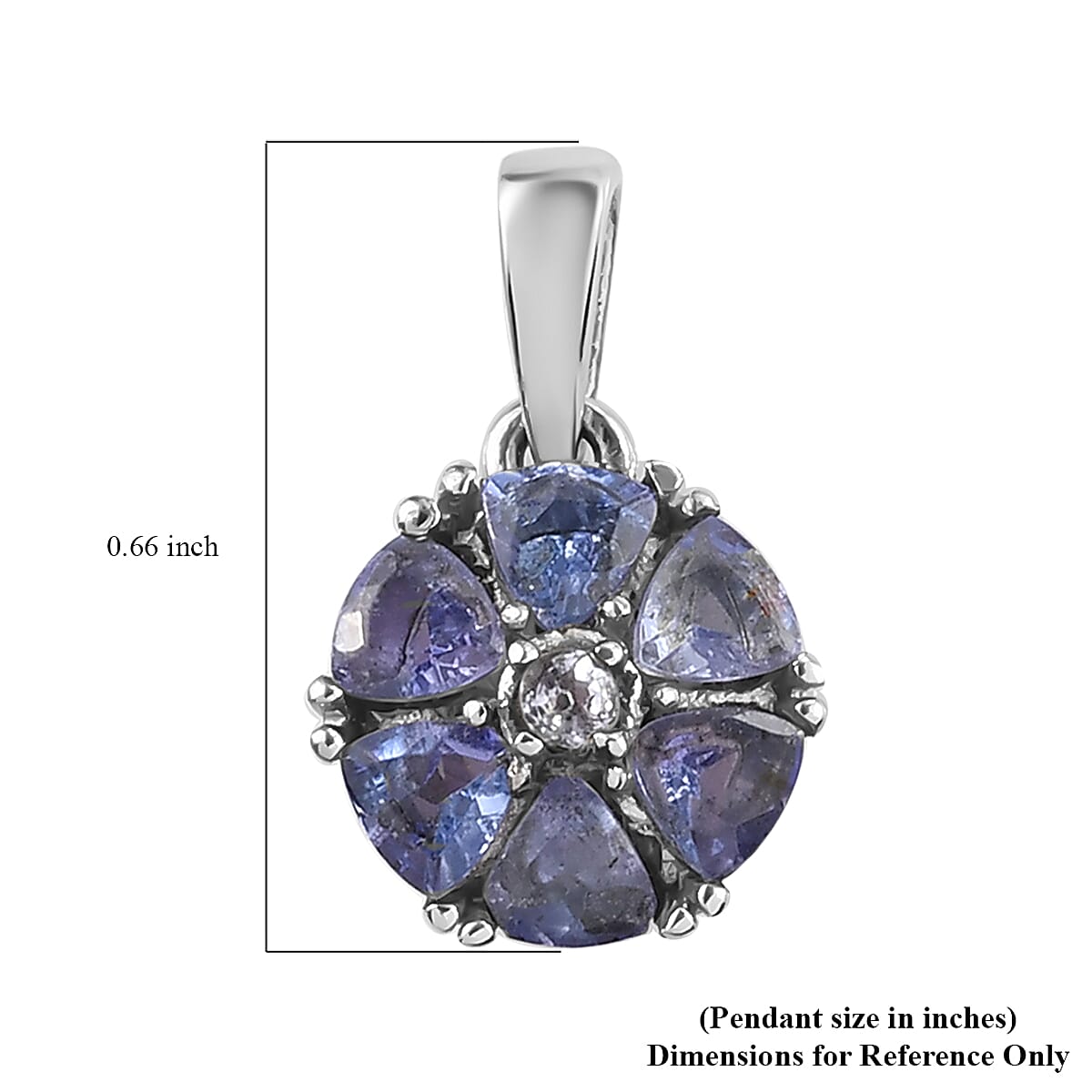 Tanzanite Floral Pendant in Stainless Steel 1.00 ctw , Tarnish-Free, Waterproof, Sweat Proof Jewelry