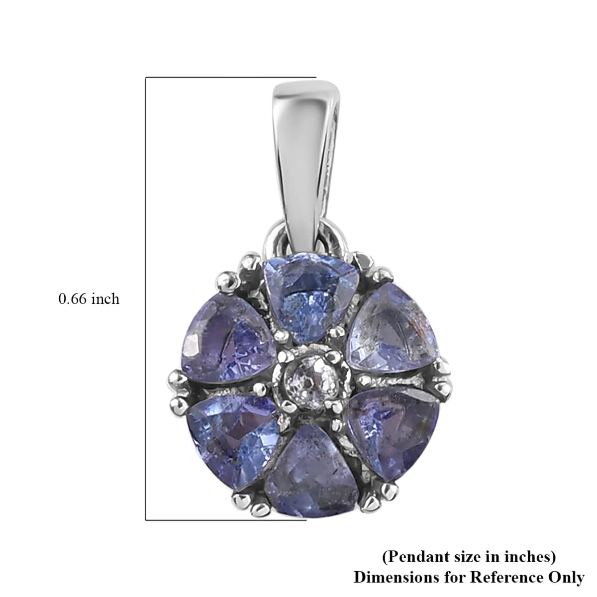 Tanzanite Floral Pendant in Stainless Steel 1.00 ctw , Tarnish-Free, Waterproof, Sweat Proof Jewelry image number 5