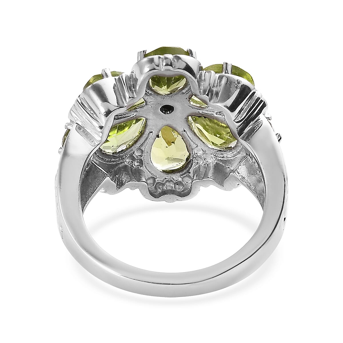Peridot Floral Ring in Stainless Steel (Size 7.0) 3.25 ctw , Tarnish-Free, Waterproof, Sweat Proof Jewelry image number 4