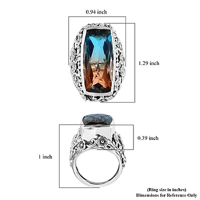 Artisan Crafted Aqua Terra Costa Quartz (Triplet) Solitaire Ring in Sterling Silver (Size 10.0) 19.35 ctw