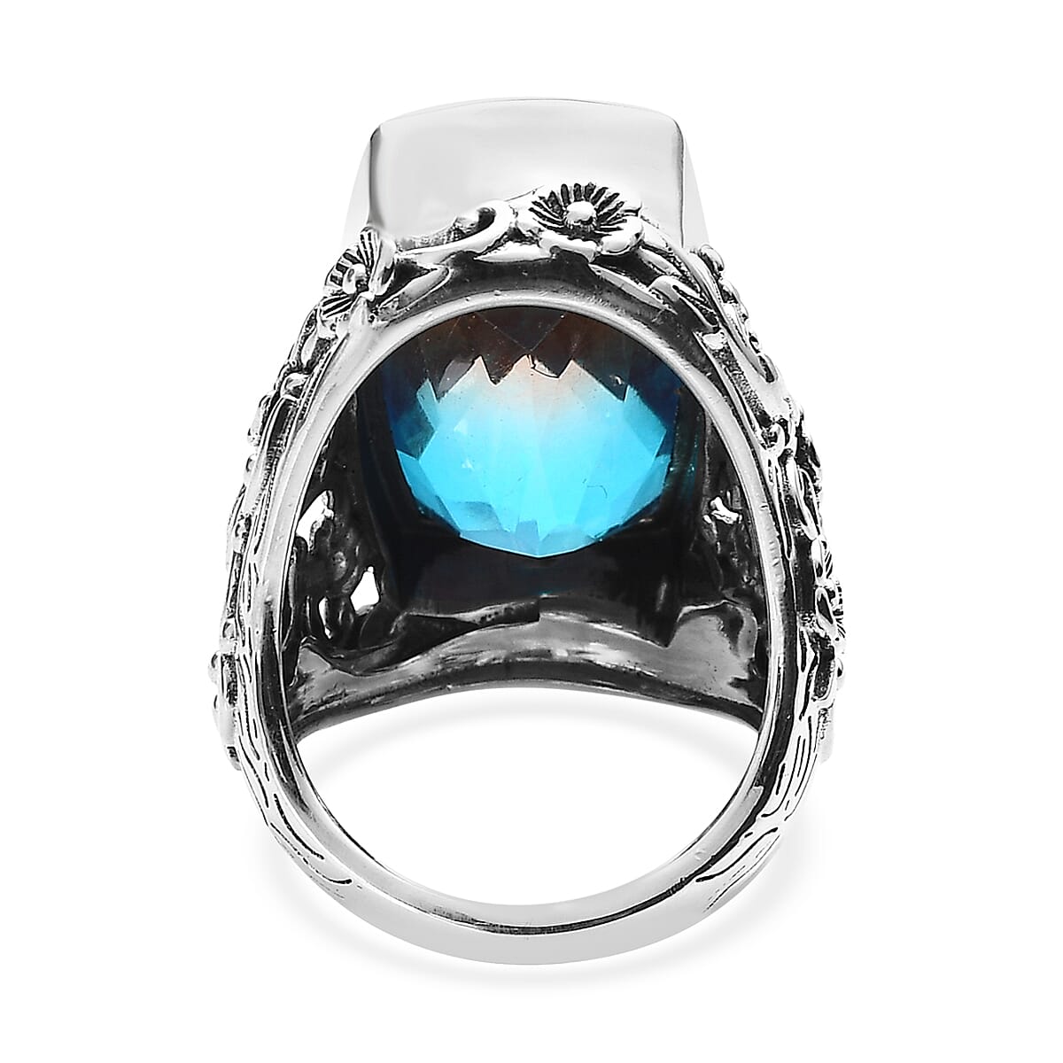 Artisan Crafted Aqua Terra Costa Quartz (Triplet) Solitaire Ring in Sterling Silver (Size 7.0) 19.35 ctw image number 4