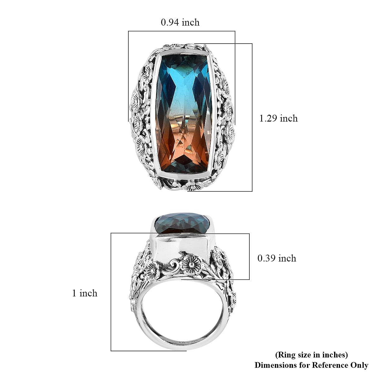 Artisan Crafted Aqua Terra Costa Quartz (Triplet) Solitaire Ring in Sterling Silver (Size 7.0) 19.35 ctw image number 5