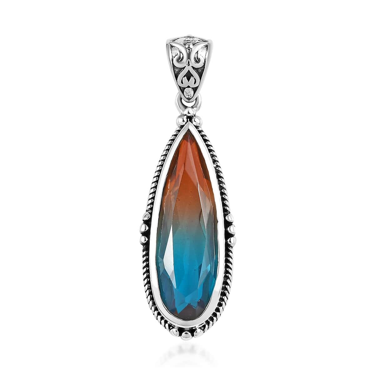 Artisan Crafted Aqua Terra Costa Quartz (Triplet) Solitaire Pendant in Sterling Silver 7.25 ctw image number 0